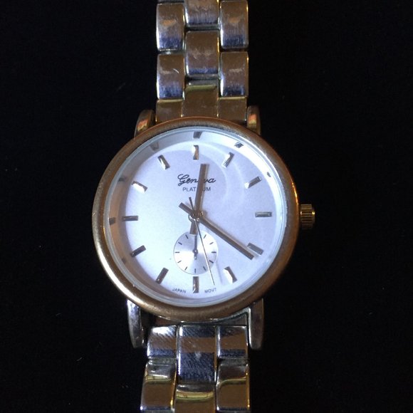 Geneva Platinum Silver Tone Accent Watch